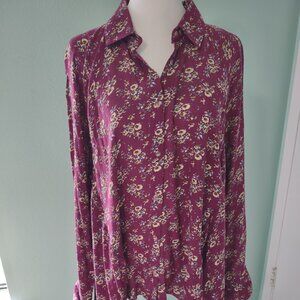 Umgee Purple Floral Long Sleeved Blouse size M